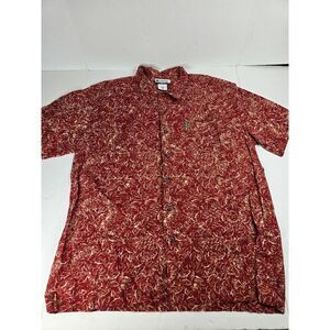 Columbia Shirt Mens XXL Red Floral Button Up‎ Short Sleeve Outdoor Casual Beach